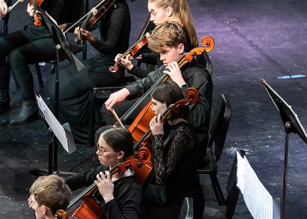 Students performing at the 2023-2024 All County Orchestra Concert